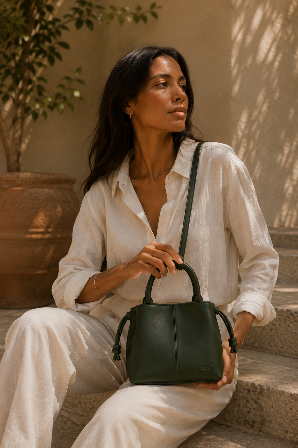 RAEME Mere Leather Handbag in Dark Green (Preorder)
