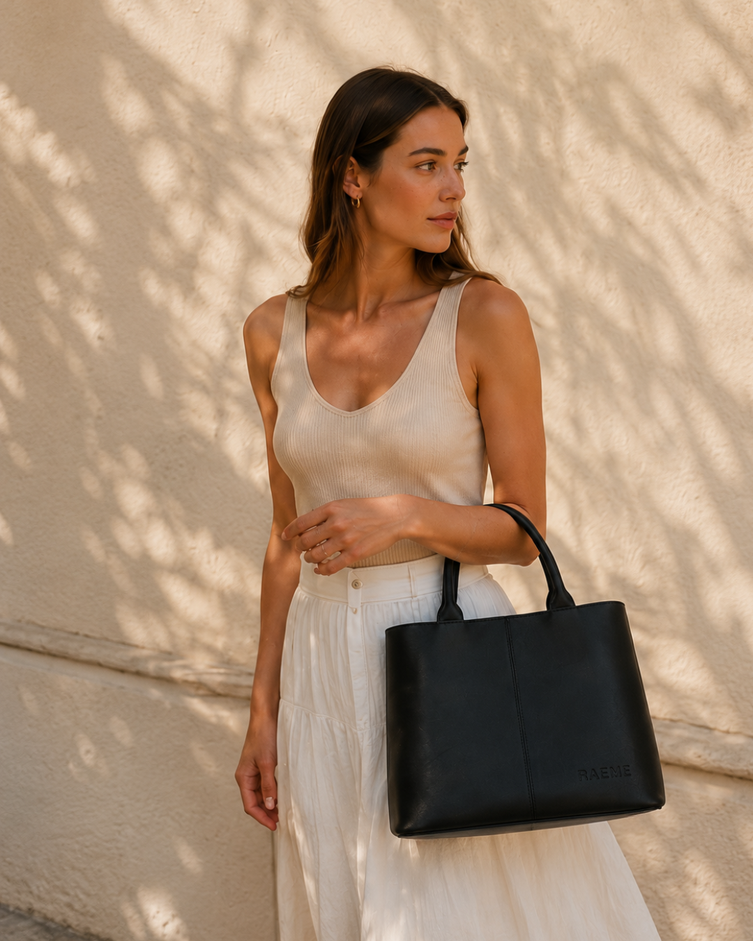 RAEME Vale Leather Handbag in Black